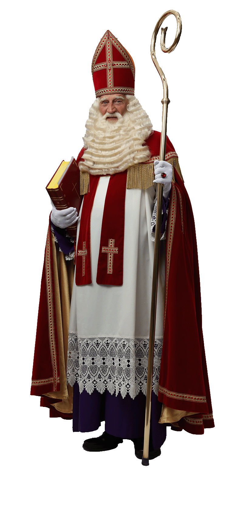 Sinterklaas met zijn staf en het grote boek
